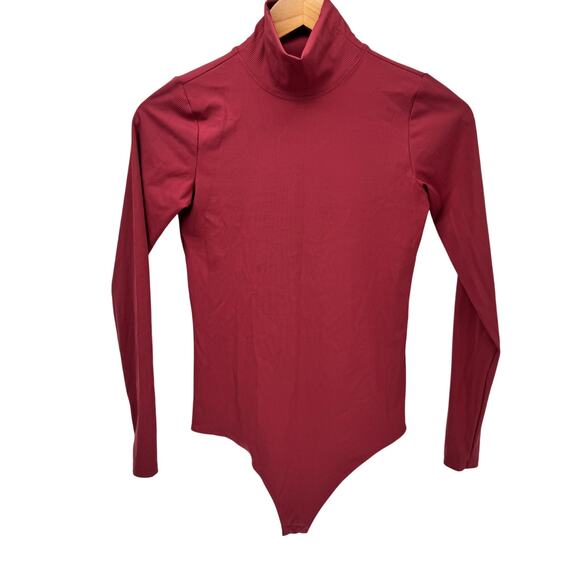 Spanx Bodysuit Womens Small Pink SUIT YOURSELF Long Sleeve Ribbed Turtleneck - Picture 1 of 12